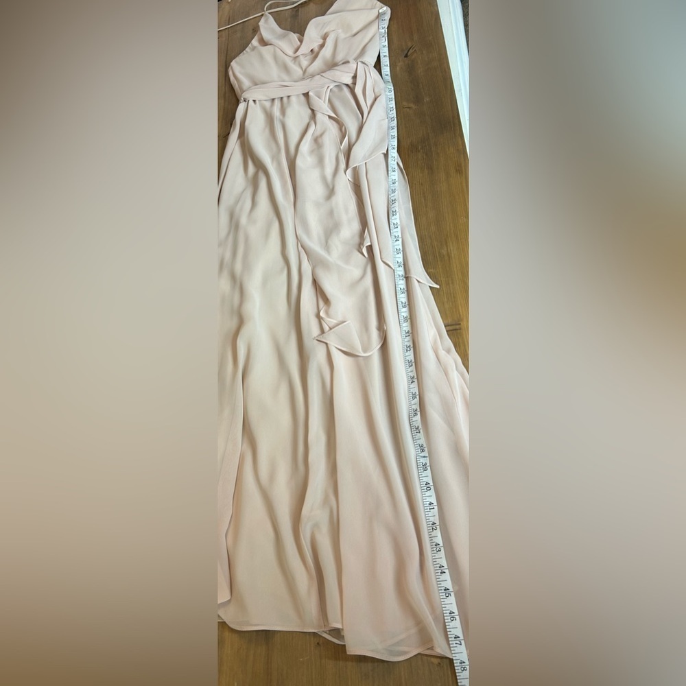 Nouvelle Amsale Daryn Blush Cowl Neck Halter Chiffon Event Dress Wedding Sz 2 - Picture 9 of 11
